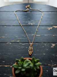 Amber Swarovski Rhinestone Filigree Pendant Necklace