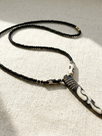 Batik Bone Tooth Pendant on Beaded Chain