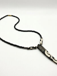 Batik Bone Tooth Pendant on Beaded Chain
