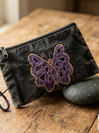 Black Butterfly Wristlet Coin Purse