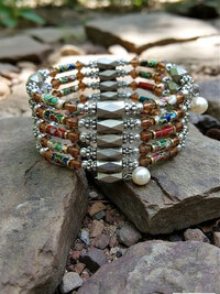 Cloisonne Magnetic Hematite Wrap Bracelet  21"l