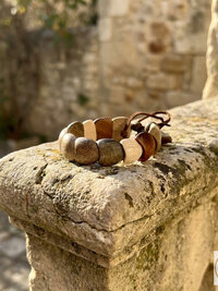 Dance with Druids Wood Bracelet, Adjustable Suede Cord, Handcrafted Earthy Jewelry