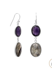 Freeform Amethyst and Labradorite Earrings