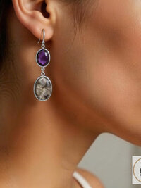 Freeform Amethyst and Labradorite Earrings