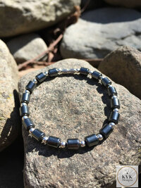Hematite Barrel Bead Bracelet