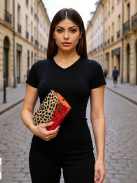 Boho Leopard Print Clutch: Handmade Batik Cotton Envelope Bag