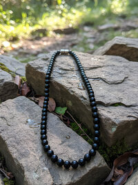 Men's Magnetic Hematite Round Bead Necklace