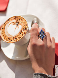 Ornate Oxidized Lapis Ring