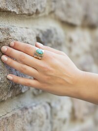 Two Tone Rope Edge Turquoise Ring