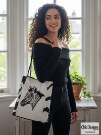 Zebra Tote Bag with Hand-Embroidered Sequins