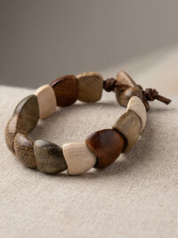 Dance with Druids Wood Bracelet, Adjustable Suede Cord, Handcrafted Earthy Jewelry