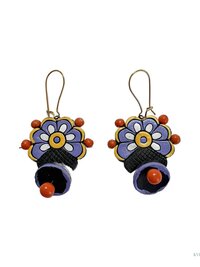 Handcrafted Flower Clay Earrings - Boho Statement Jewelry, Nature Inspired