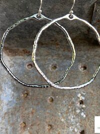 Handcrafted Boho Silver Hoop Earrings - Ethnic Hammered Dangles with 925 Sterling Silver Hooks