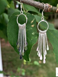 Sterling Silver Fringe Paddle Earrings, Handcrafted Boho Dangles, Unique Metallic Statement Drops