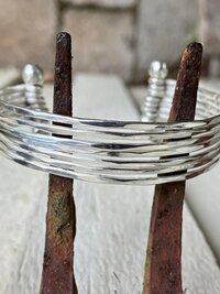 Thin Hammered Silver Cuff Bracelet: Handcrafted Boho Jewelry