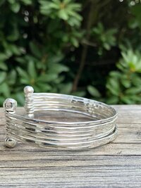 Thin Hammered Silver Cuff Bracelet: Handcrafted Boho Jewelry