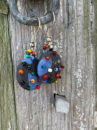 Handcrafted Boho Button Earrings - Dangle Earrings, Sustainable Upcycled Jewelry