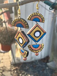Handcrafted Clay Chandelier Earrings - Boho Statement Jewelry