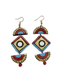 Handcrafted Clay Chandelier Earrings - Boho Statement Jewelry