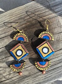 Handcrafted Clay Chandelier Earrings - Boho Statement Jewelry
