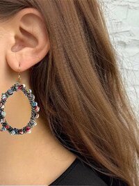 Colorful Teardrop Beaded Earrings -  Dangle Earrings, Statement Jewelry