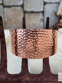 Wide Hammered Copper Cuff - Handcrafted Boho Bracelet, Bohemian Jewelry