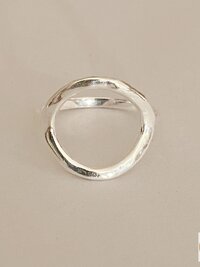 Open Circle Sterling Silver Ring, Boho Minimalist Band, Handmade Geometric Jewelry