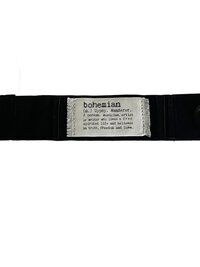 Black Suede Boho Cuff Bracelet - Cotton Fabric, Vintage Crochet, Button Closure