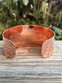 Wide Hammered Copper Cuff - Handcrafted Boho Bracelet, Bohemian Jewelry