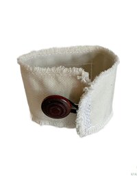 GROOVY Beige Fabric Cuff Bracelet - Vintage Button Textile Wristband
