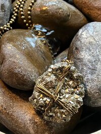 Dazzling Pyrite Wire-Wrapped Pendant Necklace - Handcrafted Statement Jewelry with Natural Stone