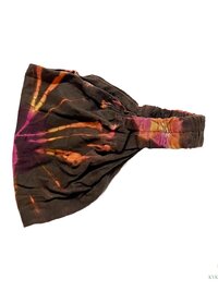 Brown Tie Dye Cotton Headband, Wide Boho Yoga Headwrap for Women, Bohemian Workout Hairband