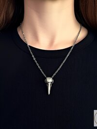 Gothic Silver Crow Skull Necklace, Antique Raven Head Pendant