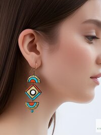 Handcrafted Clay Chandelier Earrings - Boho Statement Jewelry