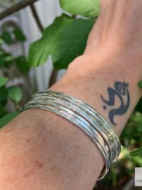 Thin Hammered Silver Cuff Bracelet: Handcrafted Boho Jewelry