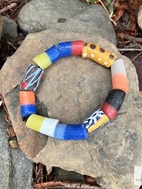 Handcrafted African Trade Bead Bracelet - Vibrant Bohemian Statement Jewelry