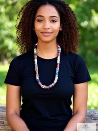 43 Inch Long African Trade Bead Necklace - Vibrant Bohemian Statement Jewelry, Glass Krobo Strand