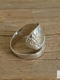 Sterling Silver Flower Spoon Ring, Boho Floral Band, Artisan Silverware Souvenir Jewelry