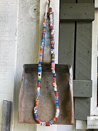 43 Inch Long African Trade Bead Necklace - Vibrant Bohemian Statement Jewelry, Glass Krobo Strand