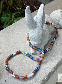 43 Inch Long African Trade Bead Necklace - Vibrant Bohemian Statement Jewelry, Glass Krobo Strand