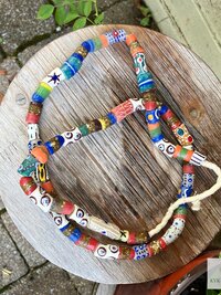 43 Inch Long African Trade Bead Necklace - Vibrant Bohemian Statement Jewelry, Glass Krobo Strand