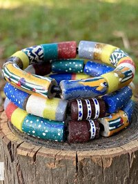 Handcrafted African Trade Bead Bracelet - Vibrant Bohemian Statement Jewelry