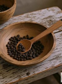 Handcrafted Olive Wood Coffee Spoon, Batik Handle, Kenyan Artisan Kitchen Utensil