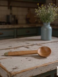 Handcrafted Olive Wood Coffee Spoon, Batik Handle, Kenyan Artisan Kitchen Utensil