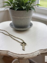 Antique Flat Lock Key Necklace, Repurposed Steel Pendant, Industrial Jewelry