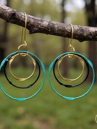 Boho Mixed Metal Round Earrings - Circle Dangle Earrings, Statement Jewelry