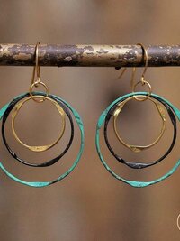 Boho Mixed Metal Round Earrings - Circle Dangle Earrings, Statement Jewelry