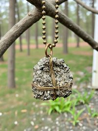 Dazzling Pyrite Wire-Wrapped Pendant Necklace - Handcrafted Statement Jewelry with Natural Stone