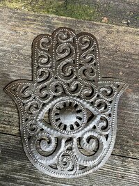 Unique Handcrafted Hamsa Hand Metal Art - Upcycled Steel Boho Wall Decor