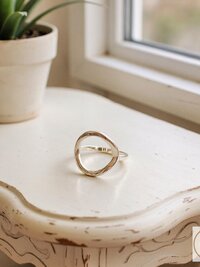 Open Circle Sterling Silver Ring, Boho Minimalist Band, Handmade Geometric Jewelry